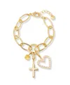 Brook & York Gold Plated Cami Birthstone Cross Charm Chain Bracelet In Gold