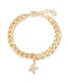 Brook & York Gold Plated Ella Crystal Initial Chain Bracelet
