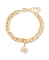 Brook & York Gold Plated Ella Crystal Initial Chain Bracelet
