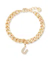 Brook & York Gold Plated Ella Crystal Initial Chain Bracelet