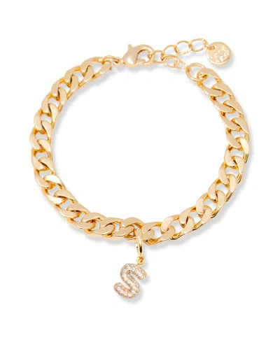 Brook & York Gold Plated Ella Crystal Initial Chain Bracelet