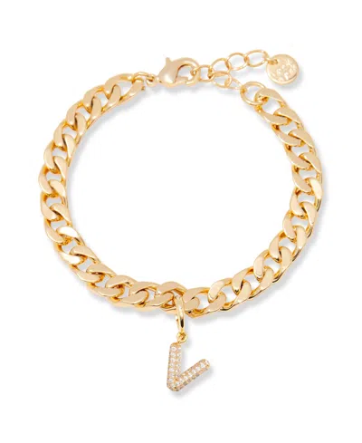 Brook & York Gold Plated Ella Crystal Initial Chain Bracelet