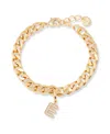 Brook & York Gold Plated Ella Crystal Initial Chain Bracelet