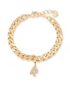 Brook & York Gold Plated Ella Crystal Initial Chain Bracelet