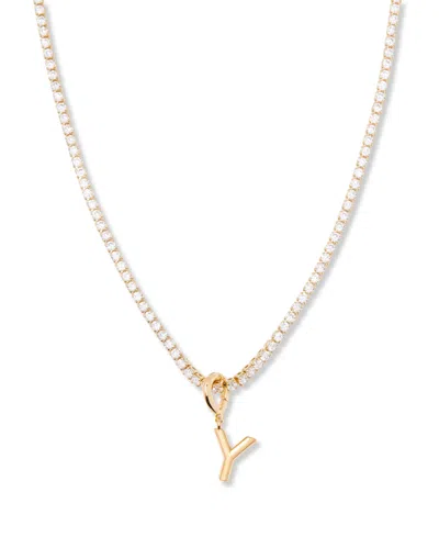 Brook & York Gold Plated Isabella Mini Initial Tennis Chain Necklace