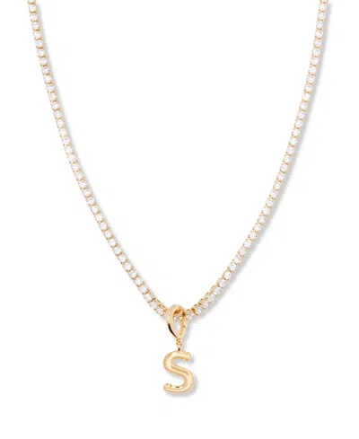 Brook & York Gold Plated Isabella Mini Initial Tennis Chain Necklace