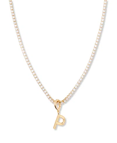 Brook & York Gold Plated Isabella Mini Initial Tennis Chain Necklace