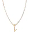 Brook & York Gold Plated Isabella Mini Initial Tennis Chain Necklace