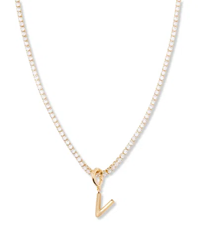Brook & York Gold Plated Isabella Mini Initial Tennis Chain Necklace