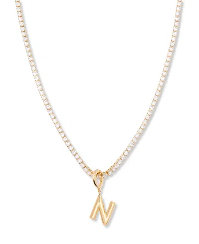 Brook & York Gold Plated Isabella Mini Initial Tennis Chain Necklace