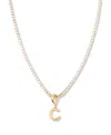 Brook & York Gold Plated Isabella Mini Initial Tennis Chain Necklace
