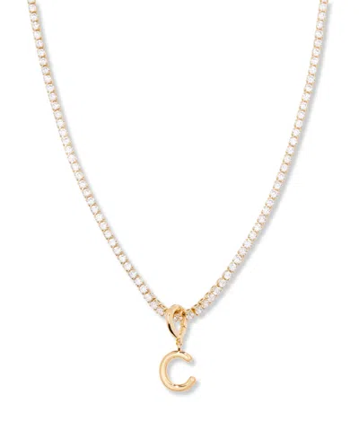 Brook & York Gold Plated Isabella Mini Initial Tennis Chain Necklace