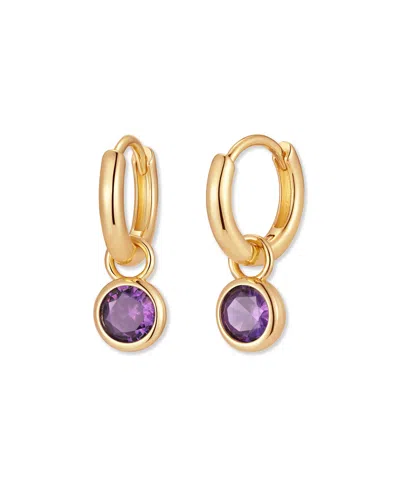 Brook & York Gold-plated Matilda Birthstone Hoop Earrings In Feb