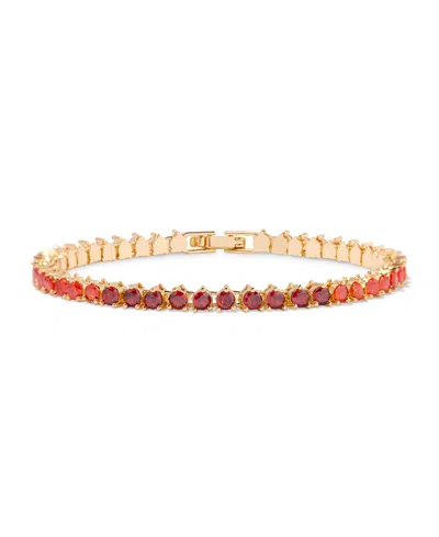 Brook & York Gold-tone Plated Isabella Ombre Birthstone Tennis Bracelet In Red