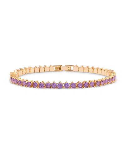 Brook & York Gold-tone Plated Isabella Ombre Birthstone Tennis Bracelet In Purple