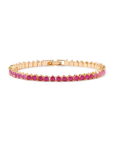 Brook & York Gold-tone Plated Isabella Ombre Birthstone Tennis Bracelet In Pink