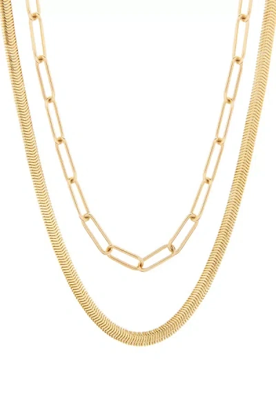 Brook & York Herringbone Chain Necklace Layering Set In Gold