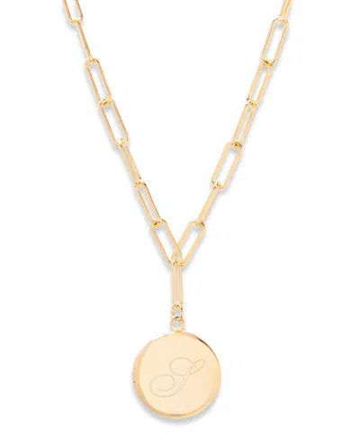 Brook & York Isla Initial Elongated Link Locket Necklace In Gold
