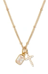 Brook & York Brook And York Josephine Cross & Birthday Pendant Necklace In Gold April