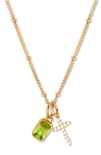 Brook & York Brook And York Josephine Cross & Birthday Pendant Necklace In Gold August