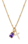 Brook & York Brook And York Josephine Cross & Birthday Pendant Necklace In Gold February