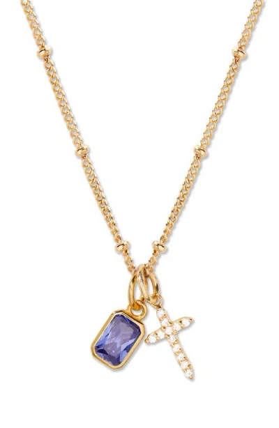 Brook & York Brook And York Josephine Cross & Birthday Pendant Necklace In Gold June