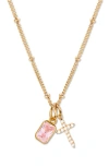 Brook & York Brook And York Josephine Cross & Birthday Pendant Necklace In Gold October