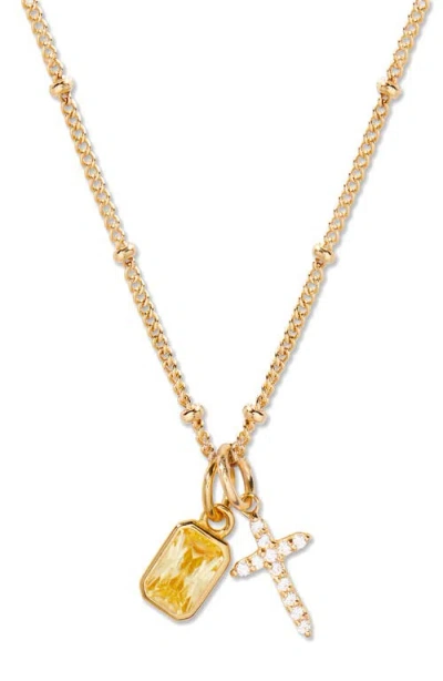 Brook & York Brook And York Josephine Cross & Birthday Pendant Necklace In Multi