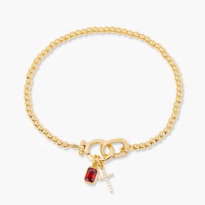 Brook & York Josephine Cross Birthstone Bracelet In Gold