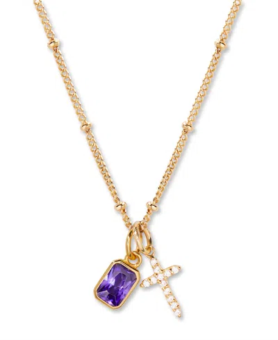 Brook & York Josephine Cross Birthstone Necklace In Multi