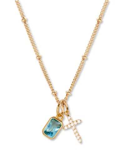 Brook & York Josephine Cross Birthstone Necklace In Gold