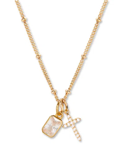 Brook & York Josephine Cross Birthstone Necklace In Gold