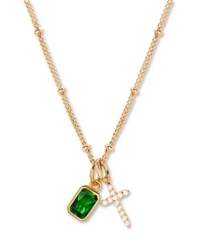 Brook & York Josephine Cross Birthstone Necklace In Gold