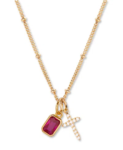 Brook & York Josephine Cross Birthstone Necklace In Gold