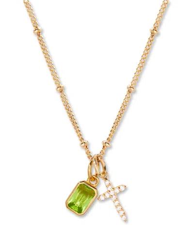 Brook & York Josephine Cross Birthstone Necklace In Brown