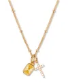 Brook & York Josephine Cross Birthstone Necklace In Brown