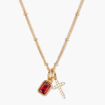Brook & York Josephine Cross Birthstone Necklace In Gold
