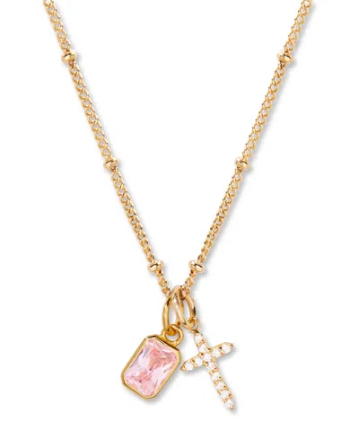 Brook & York Josephine Cross Birthstone Necklace In Gold