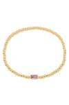 Brook & York Kylie Birthstone Beaded Stretch Bracelet In Purple