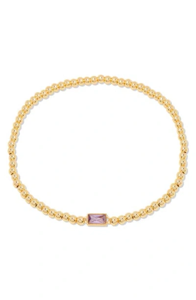 Brook & York Kylie Birthstone Beaded Stretch Bracelet In Purple