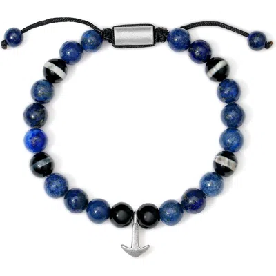 Brook & York Lapis Lazuli Anchor Beaded Bracelet In Blue