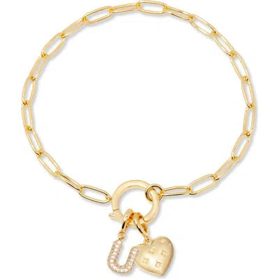 Brook & York Brook And York Lillian Initial Heart Charm Bracelet In Gold