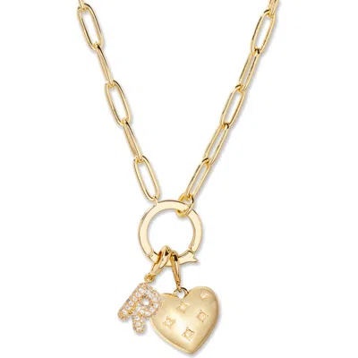 Brook & York Brook And York Lillian Initial Heart Charm Necklace In Gold