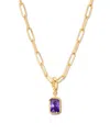 Brook & York Brook And York Mackenzie Birthstone Paper Clip Chain Pendant Necklace In Feb Birthstone
