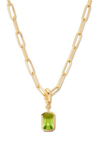 Brook & York Mackenzie Birthstone Paper Clip Chain Pendant Necklace In Gold