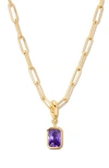 Brook & York Brook And York Mackenzie Birthstone Paper Clip Chain Pendant Necklace In Gold - February