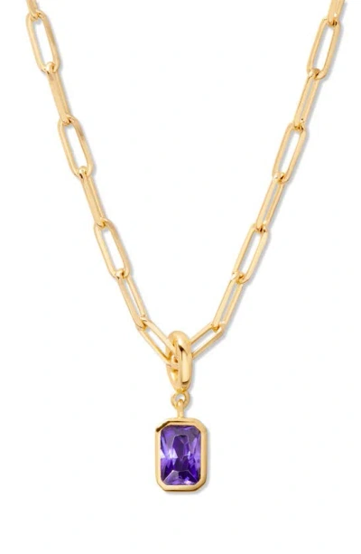 Brook & York Brook And York Mackenzie Birthstone Paper Clip Chain Pendant Necklace In Feb Birthstone