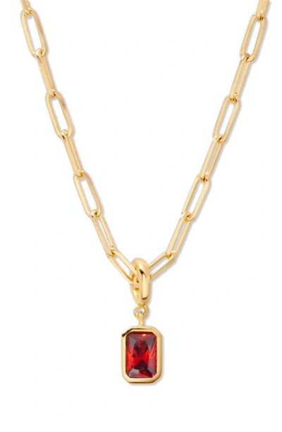 Brook & York Mackenzie Birthstone Paper Clip Chain Pendant Necklace In Gold