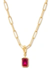 BROOK & YORK MACKENZIE BIRTHSTONE PAPER CLIP CHAIN PENDANT NECKLACE