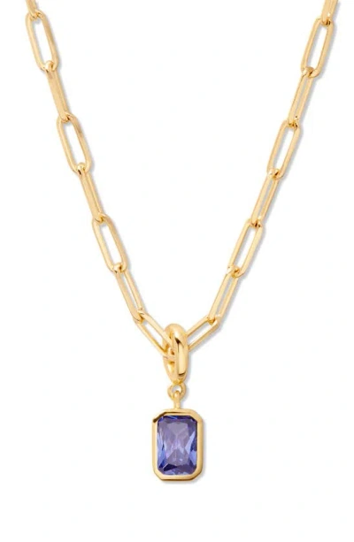 Brook & York Mackenzie Birthstone Paper Clip Chain Pendant Necklace In Gold